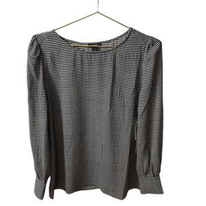 🆕Halogen Black / White Houndstooth Blouse Size Small